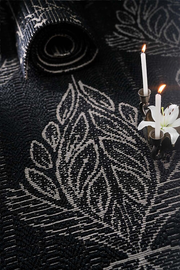 Black & Grey Sisal Floral Carpet by Neytt Homes at Pernia's Pop Up Shop
