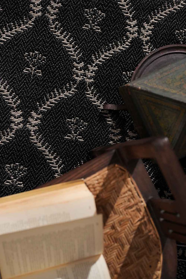 Black & Grey Sisal Floral Carpet by Neytt Homes at Pernia's Pop Up Shop