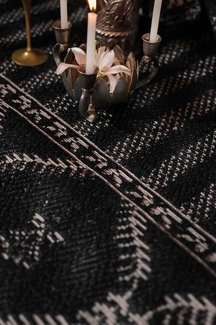 Black & Grey Sisal Floral Carpet by Neytt Homes at Pernia's Pop Up Shop