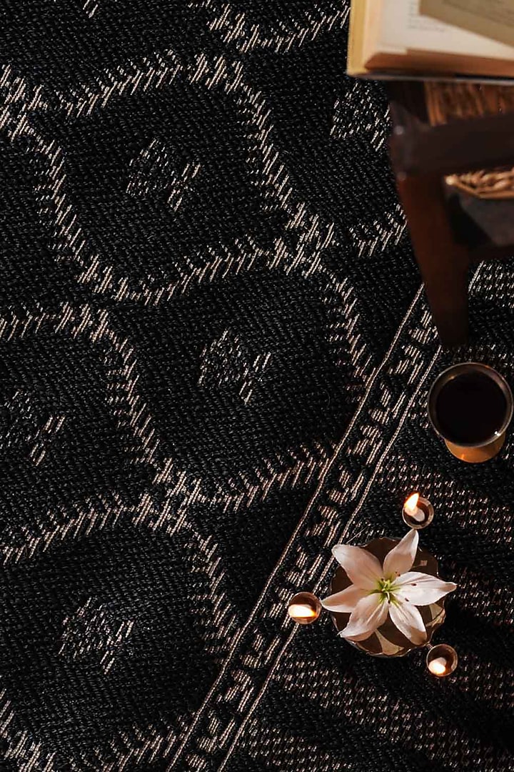 Black & Grey Sisal Floral Carpet by Neytt Homes at Pernia's Pop Up Shop