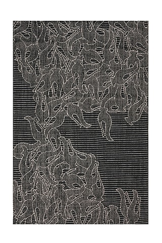 Black & Grey Sisal Floral Carpet by Neytt Homes
