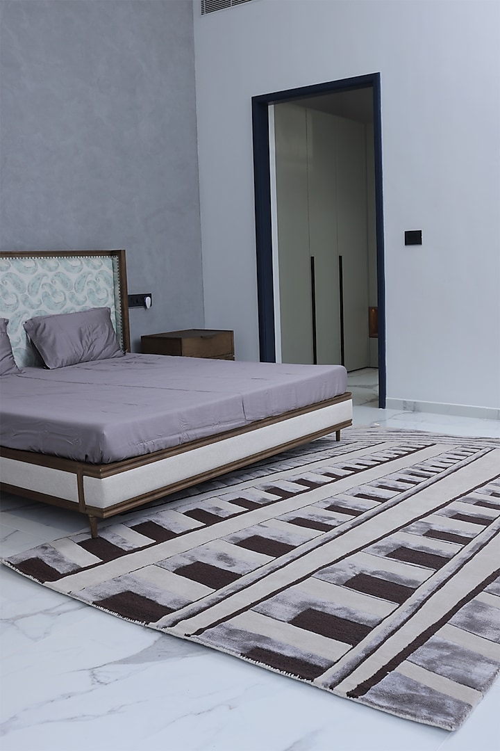 Ivory & Brown Wool Rug by Neytt Homes at Pernia's Pop Up Shop