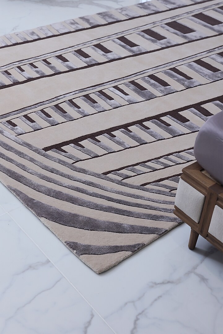 Ivory & Brown Wool Rug by Neytt Homes at Pernia's Pop Up Shop