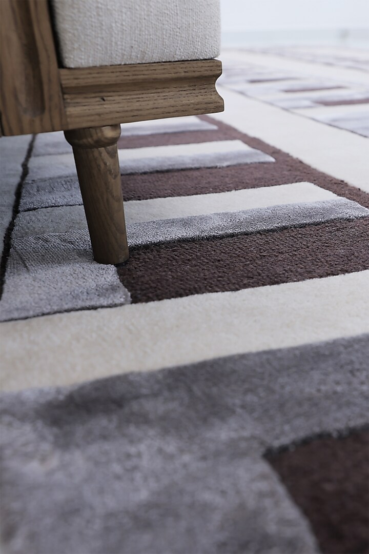 Ivory & Brown Wool Rug by Neytt Homes at Pernia's Pop Up Shop