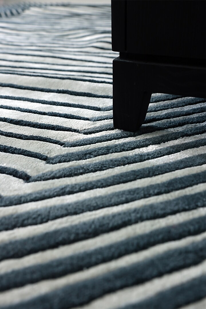Grey & Navy Wool Rug by Neytt Homes at Pernia's Pop Up Shop