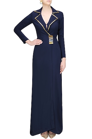 Navy Blazer Gown by Nikhil Thampi
