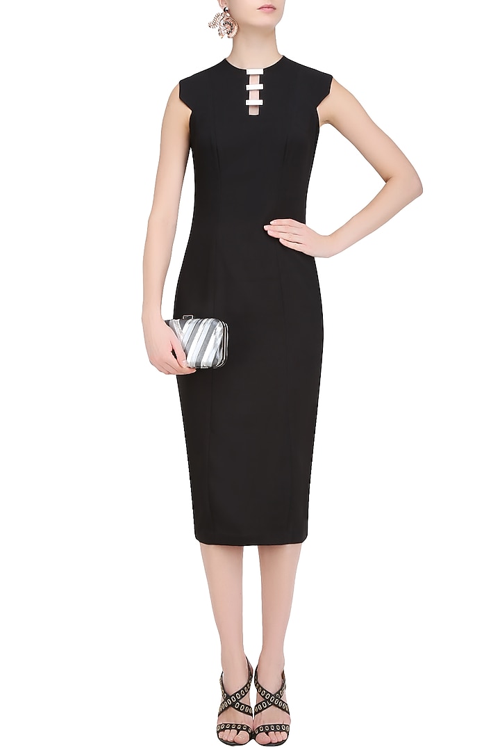 Black Side Cut Shift Dress available only at Pernia's Pop Up Shop.