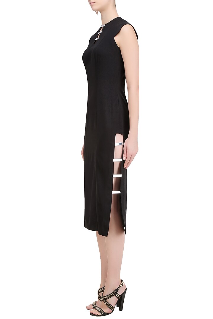 Black Side Cut Shift Dress available only at Pernia's Pop Up Shop.