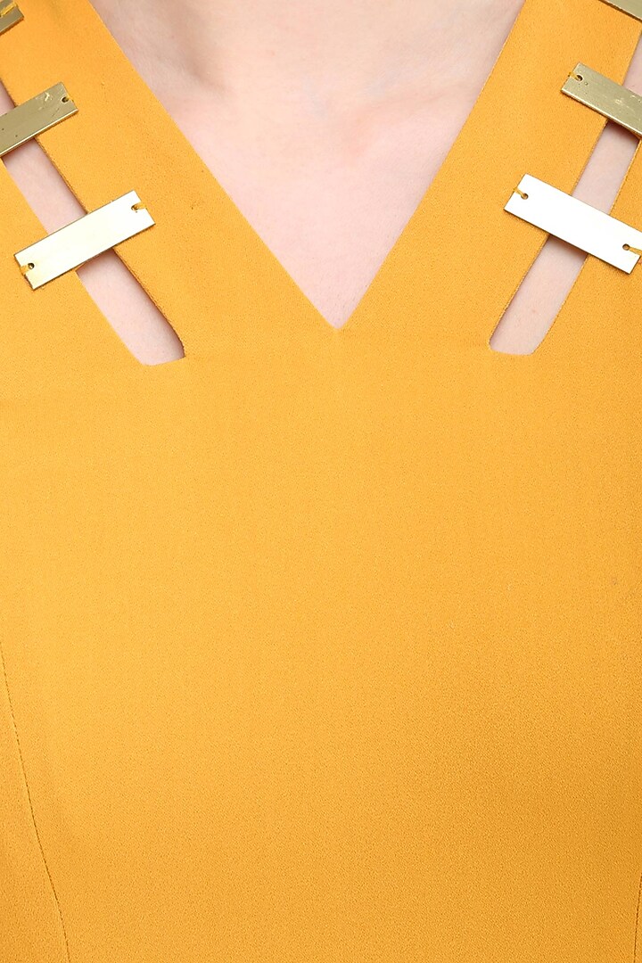 Mustard V Neck Shift dress available only at Pernia's Pop Up Shop.