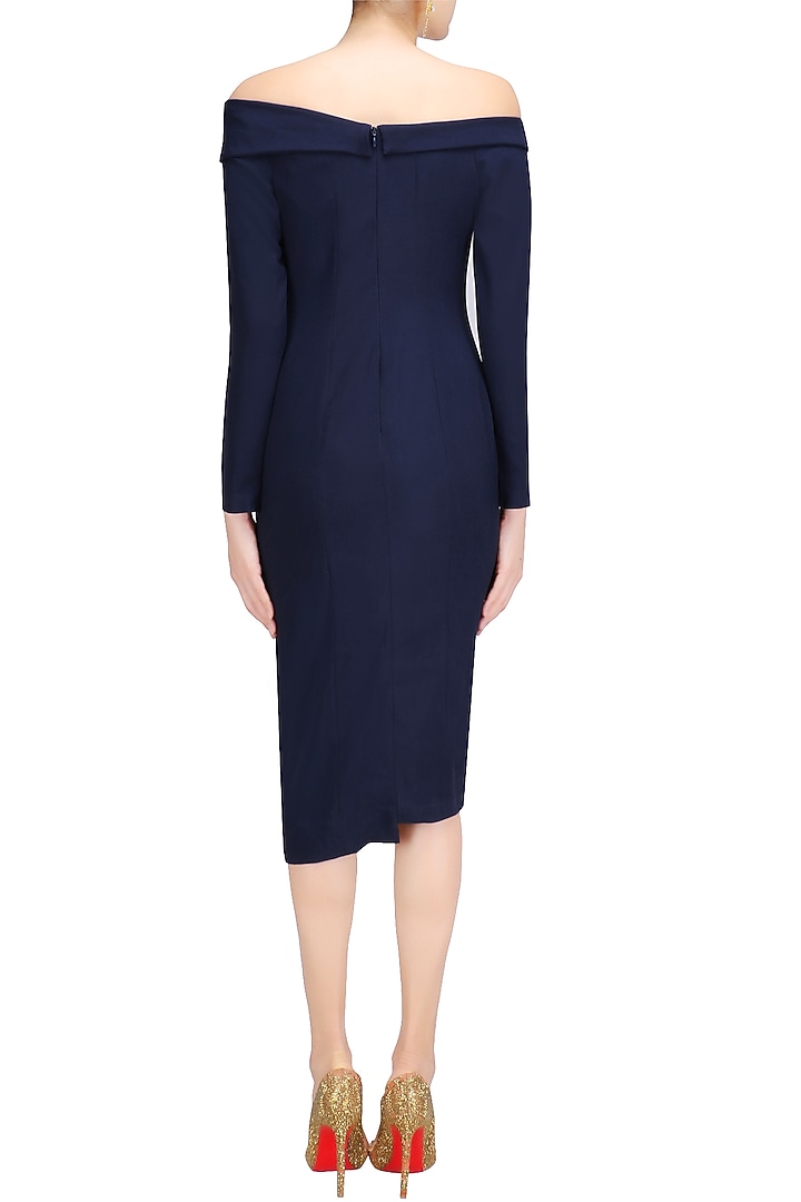 Navy off Shoulder Blazer Shift Dress available only at Pernia's Pop Up Shop.