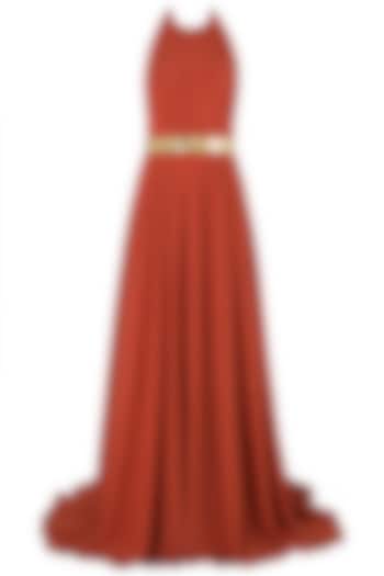 Rust metal chip embroidered gown available only at Pernia's Pop Up Shop.