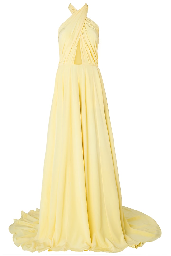 Yellow criss-cross cutout gown available only at Pernia's Pop Up Shop.