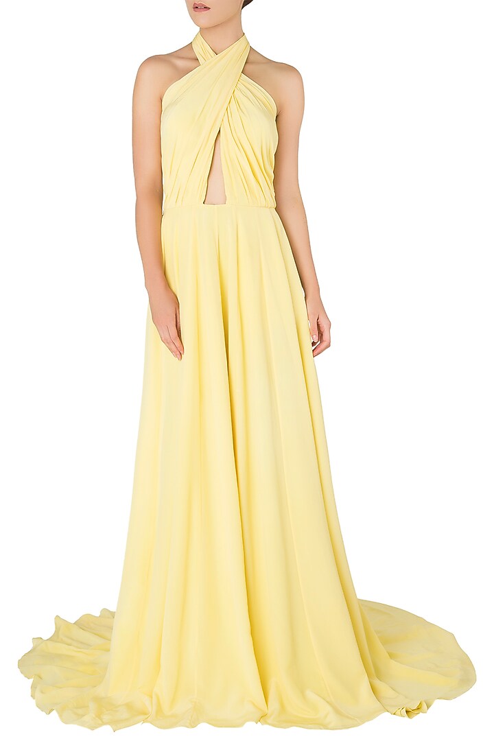 Yellow criss-cross cutout gown available only at Pernia's Pop Up Shop.