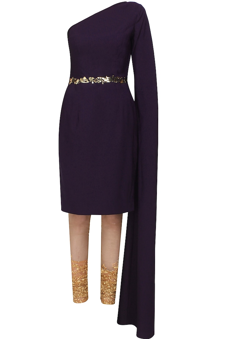 Navy and gold metal applique work kurta and embroidered churidaar set available only at Pernia's Pop Up Shop.