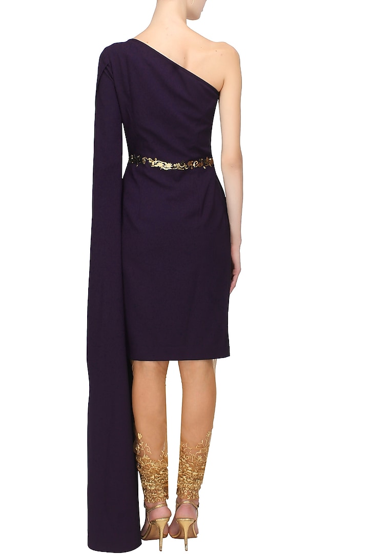 Navy and gold metal applique work kurta and embroidered churidaar set available only at Pernia's Pop Up Shop.