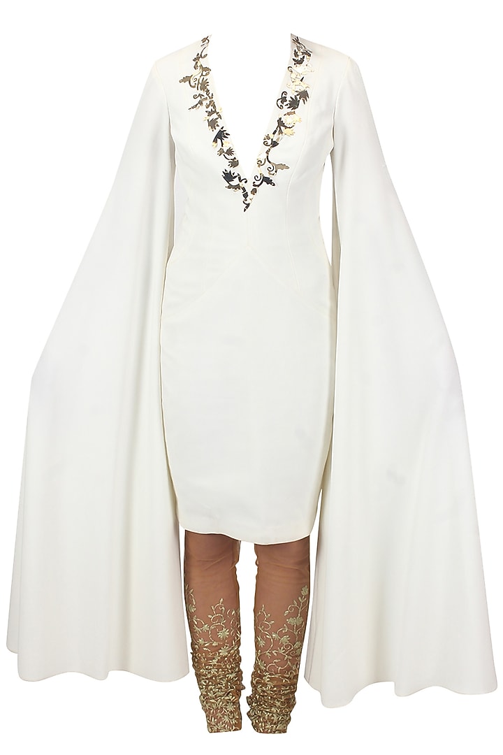 White and gold embroidered straight kurta set available only at Pernia's Pop Up Shop.