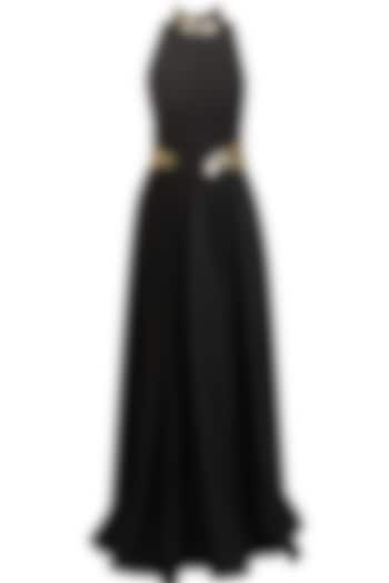 Black embellished high neck anarkali set available only at Pernia's Pop Up Shop.