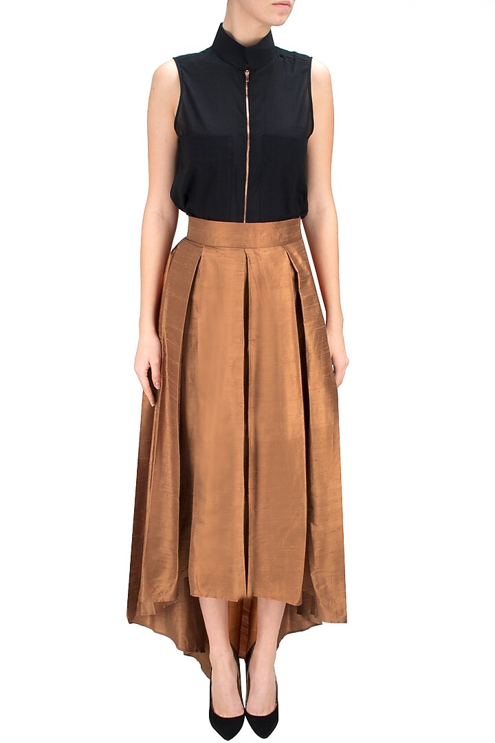 Brown asymmetrical bell skirt available only at Pernia's Pop-Up Shop.