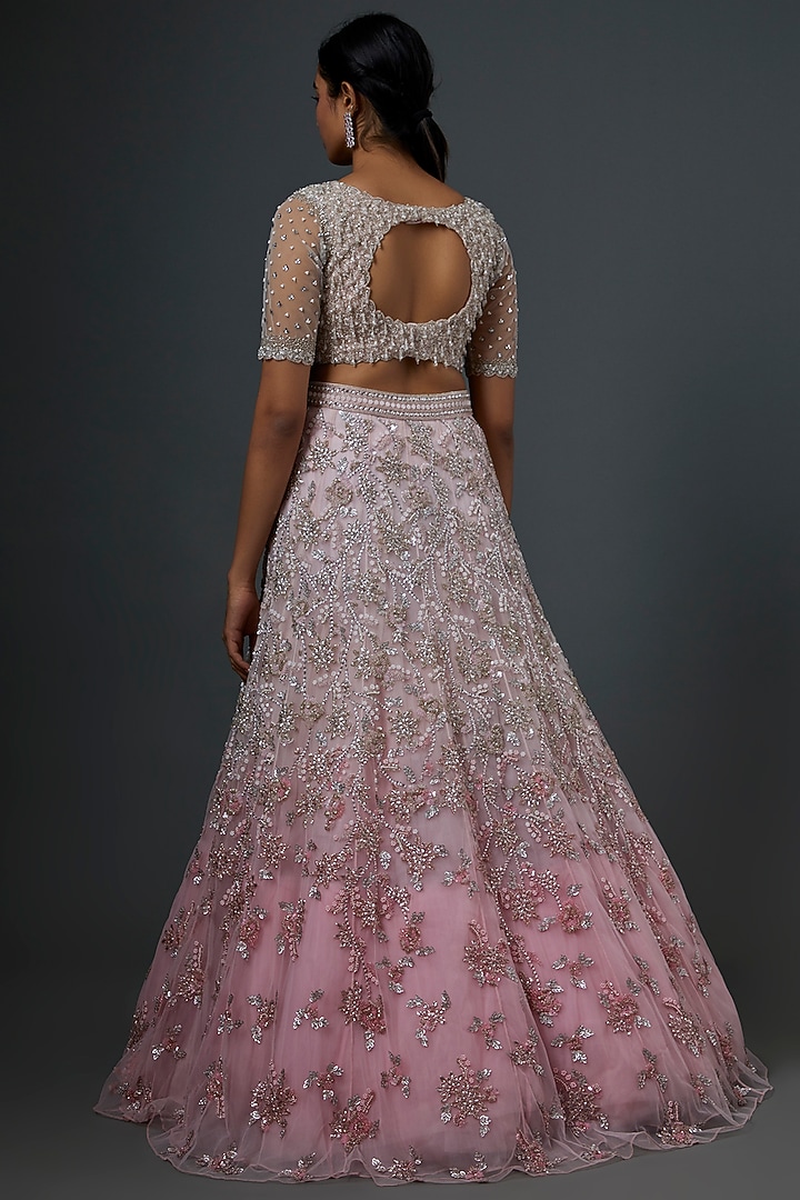 Pink Embroidered Bridal Lehenga Set by Natasha Dalal at Pernia's Pop Up Shop