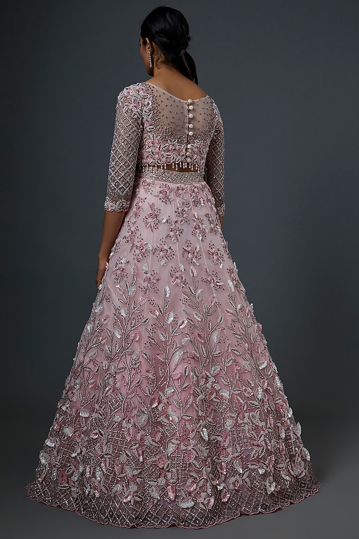 Blush Pink Sequins Embroidered Bridal Lehenga Set by Natasha Dalal at Pernia's Pop Up Shop