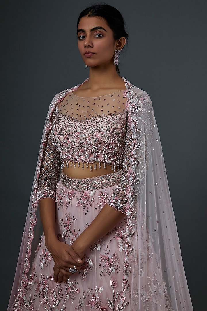 Blush Pink Sequins Embroidered Bridal Lehenga Set by Natasha Dalal at Pernia's Pop Up Shop