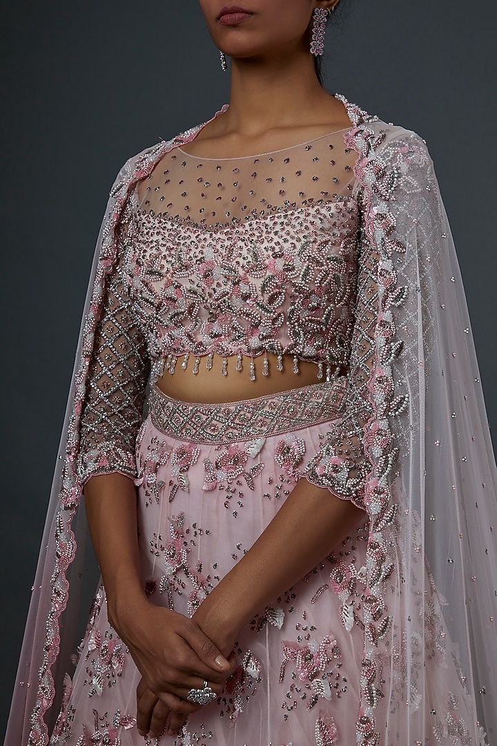 Blush Pink Sequins Embroidered Bridal Lehenga Set by Natasha Dalal at Pernia's Pop Up Shop