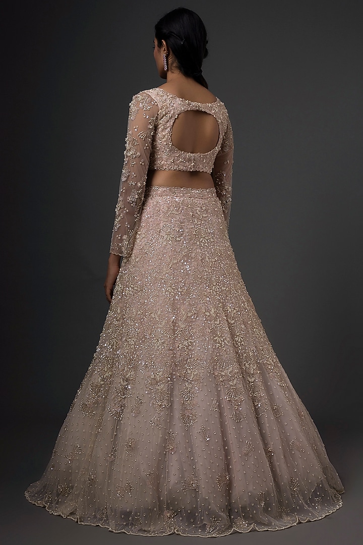 Dusky Pink Embroidered Bridal Lehenga Set by Natasha Dalal at Pernia's Pop Up Shop