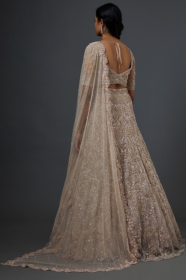 Nude Hand Embroidered Bridal Lehenga Set by Natasha Dalal at Pernia's Pop Up Shop