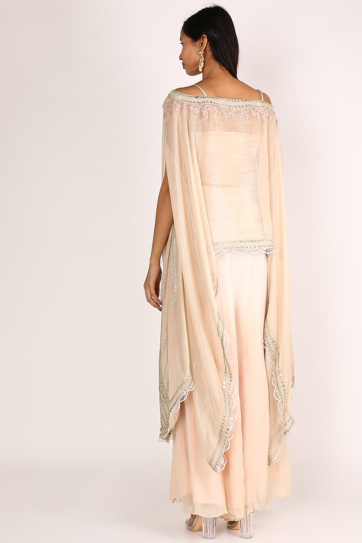Peach Ombre Embroidered Party Wear Sharara Set by Nandita Thirani at Pernia's Pop Up Shop