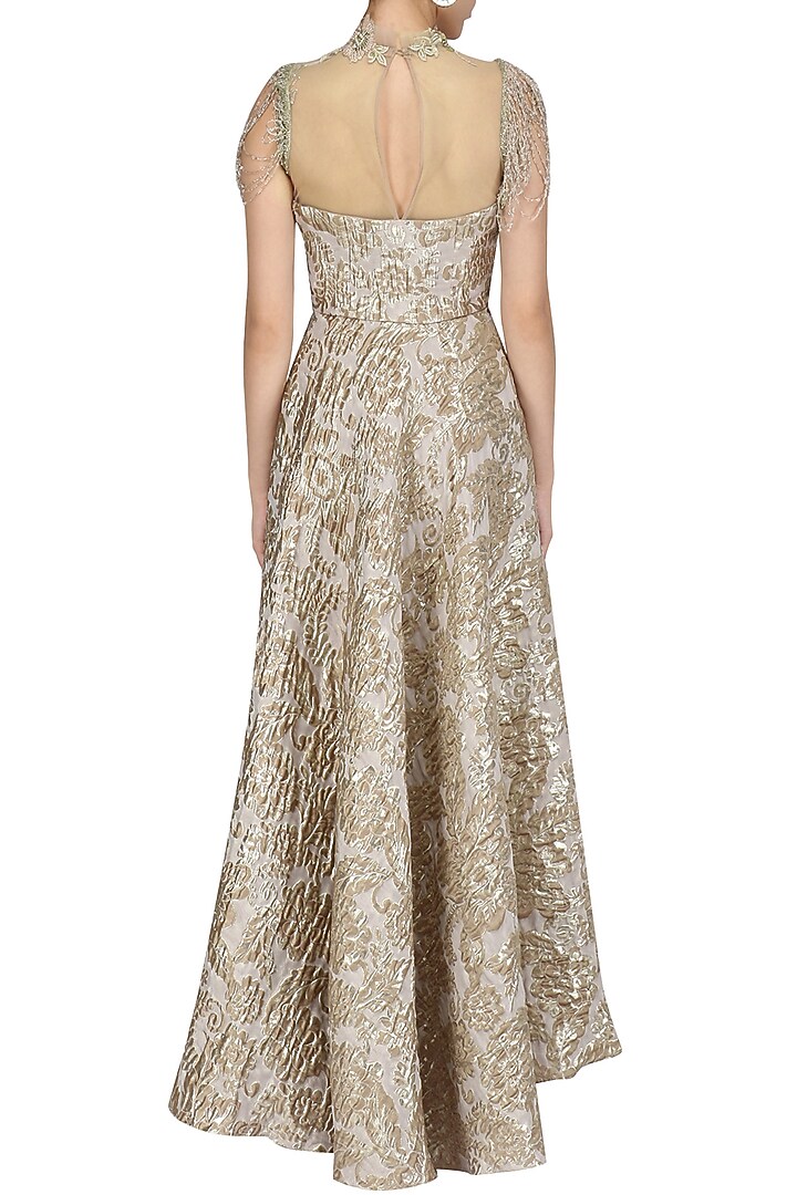 Ivory high low embroidered dressavailable only at Pernia's Pop Up Shop.