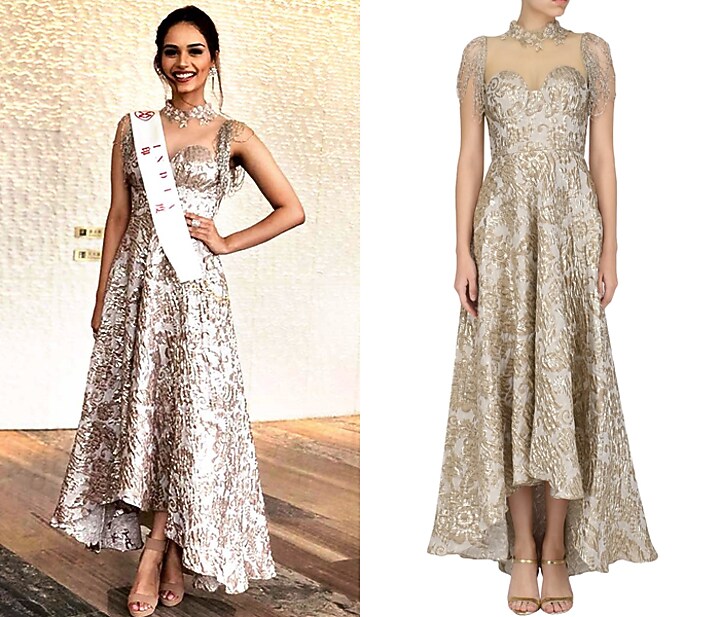 Ivory high low embroidered dressavailable only at Pernia's Pop Up Shop.