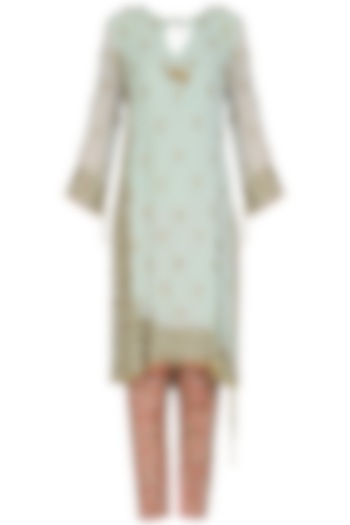 Powder blue embroidered kurta and pants set available only at Pernia's Pop Up Shop.