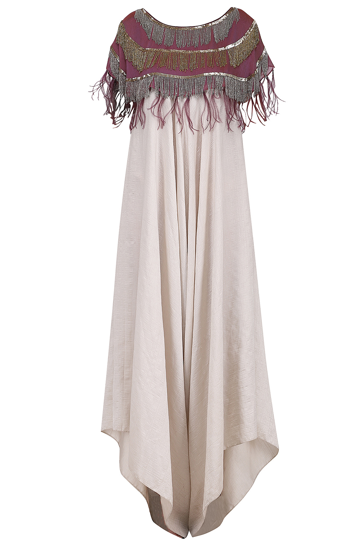 cream jumpsuit with cape