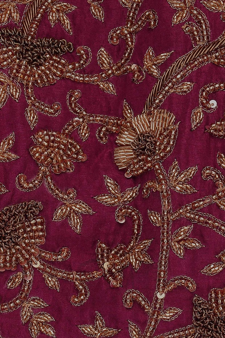 Maroon and nude Embroidered Anarkali set available only at Pernia's Pop Up Shop.