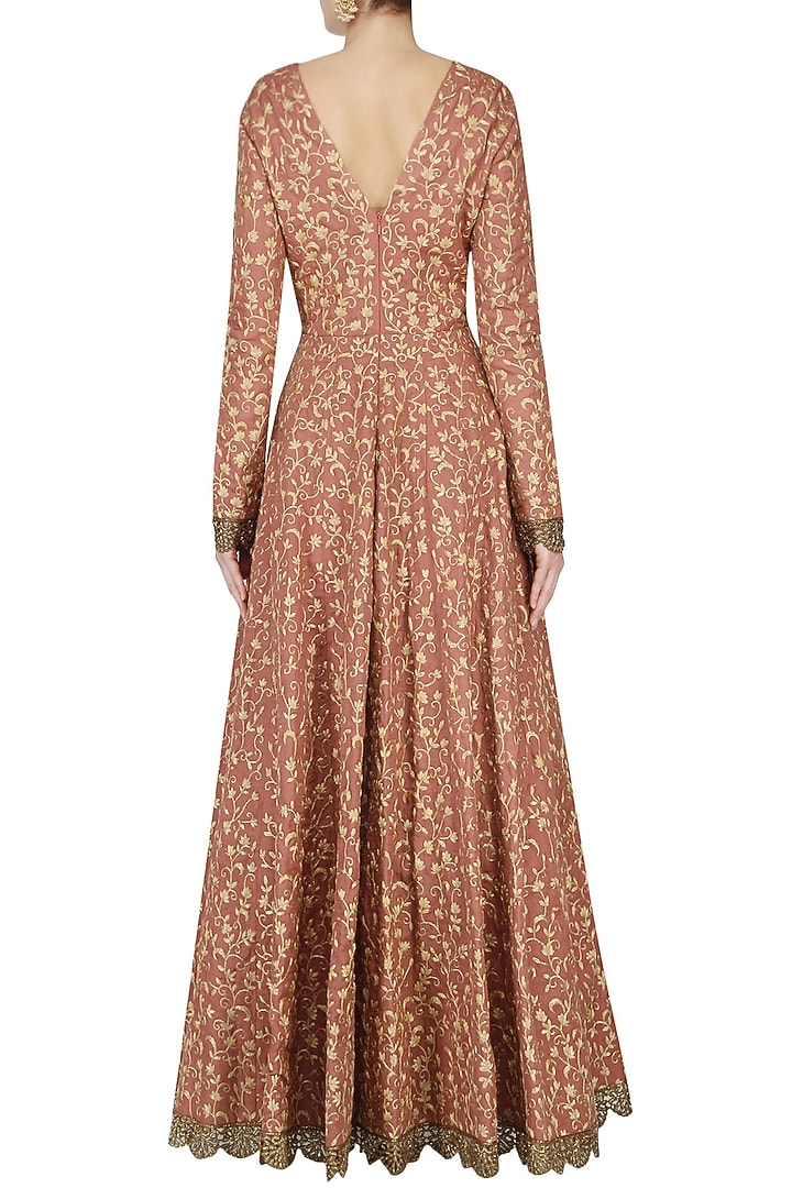 Onion Pink Fully Embroidered V neck Anarkali set available only at Pernia's Pop Up Shop.