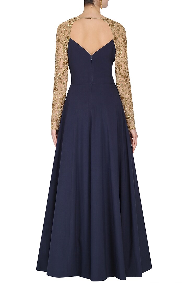 Navy Embroidered Raglan Sleeves Anarkali available only at Pernia's Pop Up Shop.