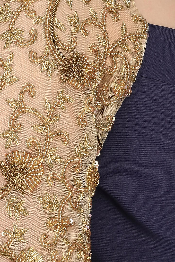 Navy Embroidered Raglan Sleeves Anarkali available only at Pernia's Pop Up Shop.