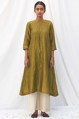 Elaichi Green Bandhej Kurta Set by The Label Nuska
