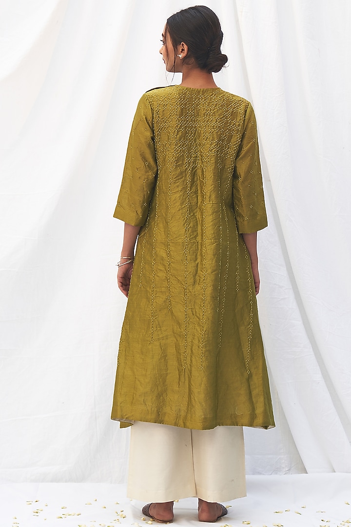 Elaichi Green Bandhej Kurta Set by The Label Nuska at Pernia's Pop Up Shop