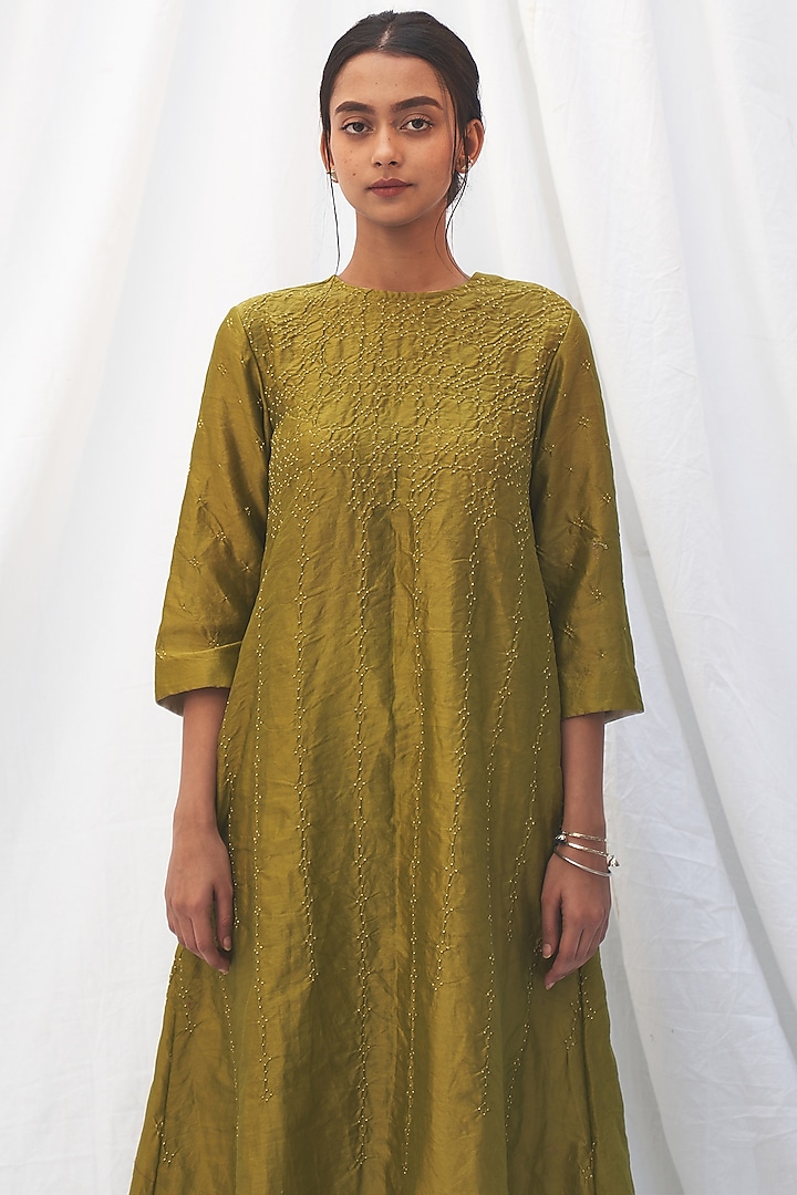 Elaichi Green Bandhej Kurta Set by The Label Nuska at Pernia's Pop Up Shop