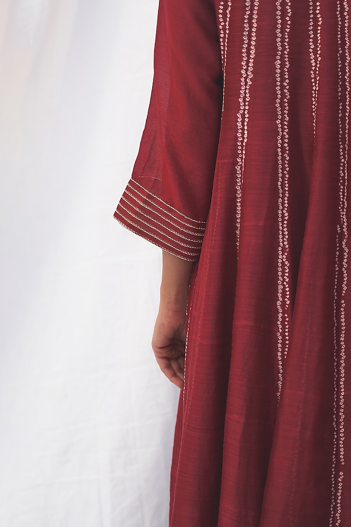 Chilli Red Embroidered Party Wear Anarkali Set by The Label Nuska at Pernia's Pop Up Shop