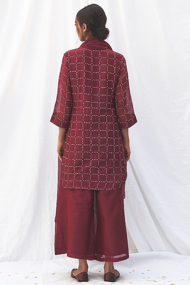 Chilli Red Embroidered Tunic Set by The Label Nuska at Pernia's Pop Up Shop