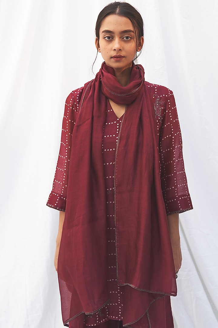 Chilli Red Embroidered Tunic Set by The Label Nuska at Pernia's Pop Up Shop