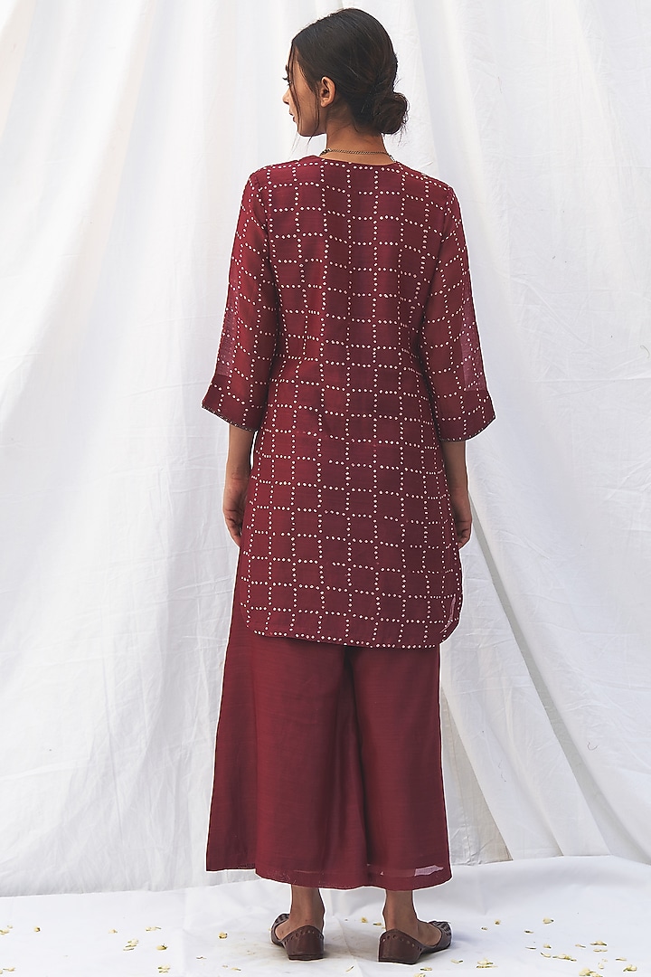 Chilli Red Embroidered Tunic Set by The Label Nuska at Pernia's Pop Up Shop