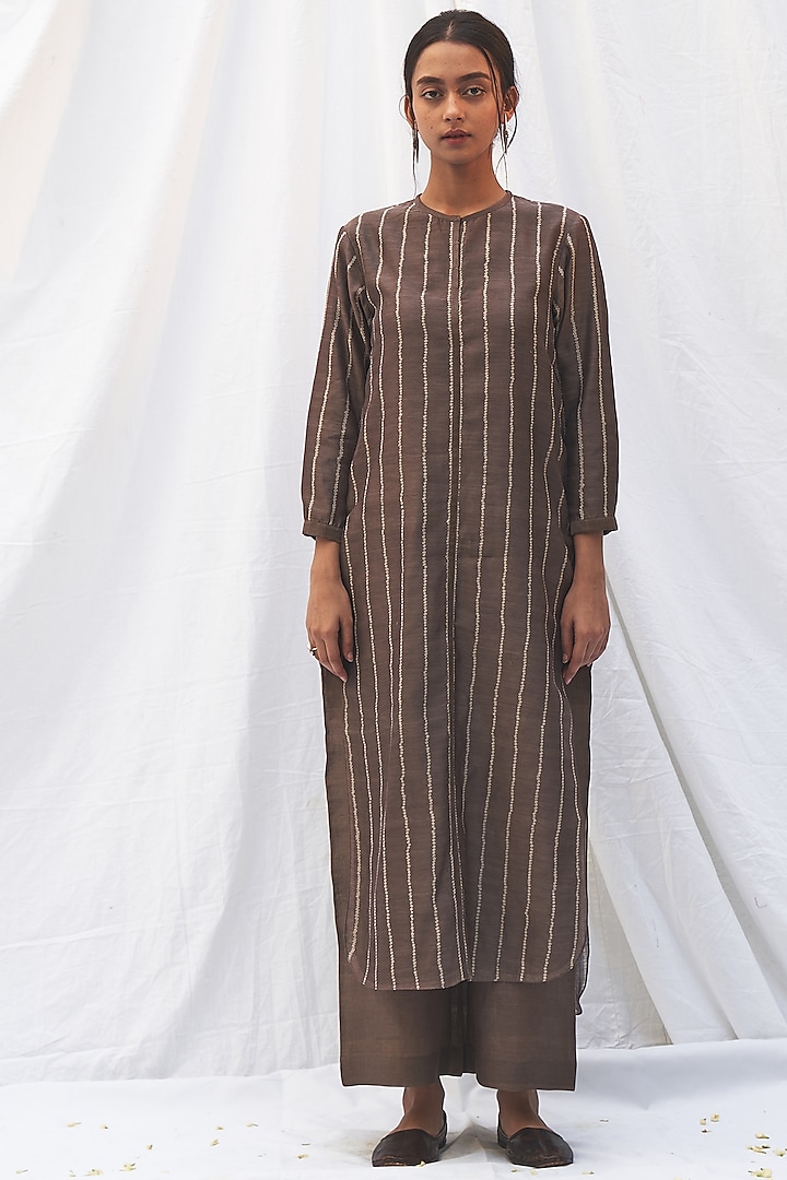 Black Pepper Tunic Set With Front Opening by The Label Nuska at Pernia's Pop Up Shop