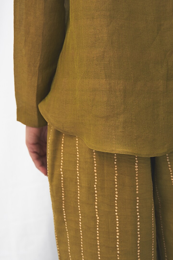 Elaichi Green Pleated Pants Set by The Label Nuska at Pernia's Pop Up Shop