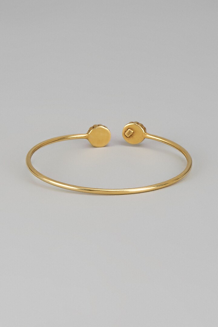 Gold Plated Kundan Polki Bangle In Sterling Silver by Nuvi Jewels at Pernia's Pop Up Shop