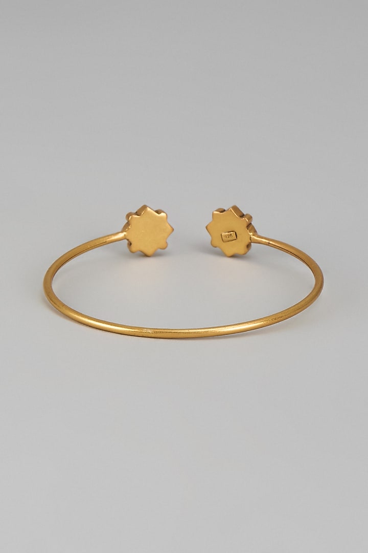 Gold Plated Kundan Polki & Jadau Bangle In Sterling Silver by Nuvi Jewels at Pernia's Pop Up Shop