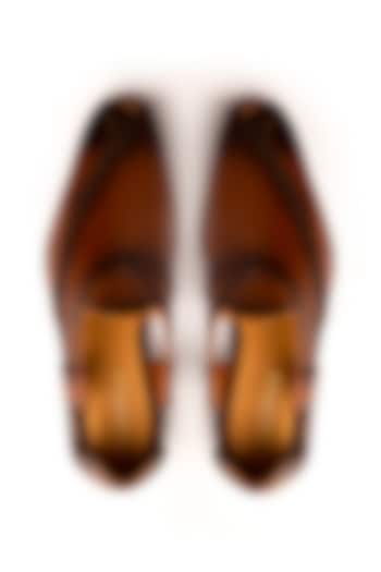 Cognac Leather Peshawari Sandals by Nauvab