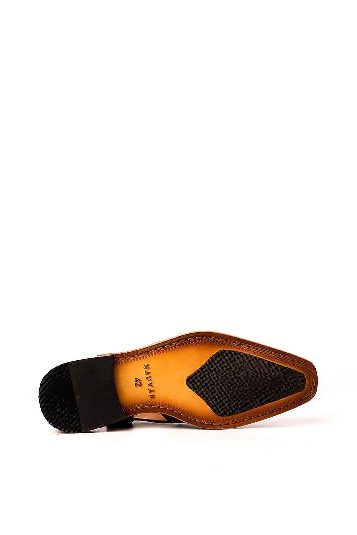 Cognac Leather Peshawari Sandals by Nauvab at Pernia's Pop Up Shop